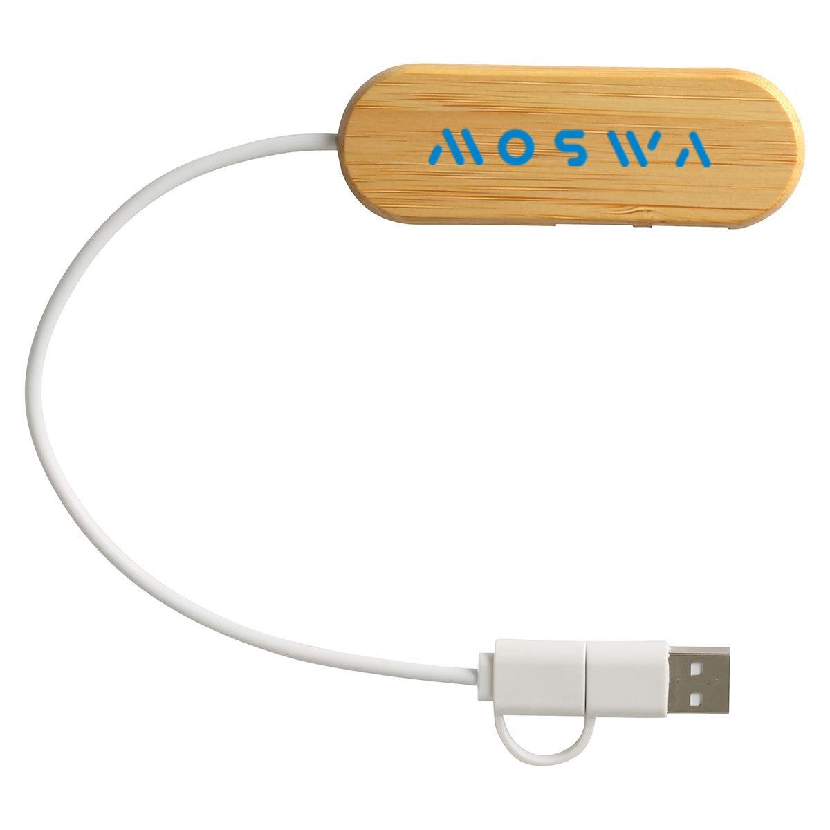 Bamboo/White Bamboo Dual Port USB & Type-C Hub