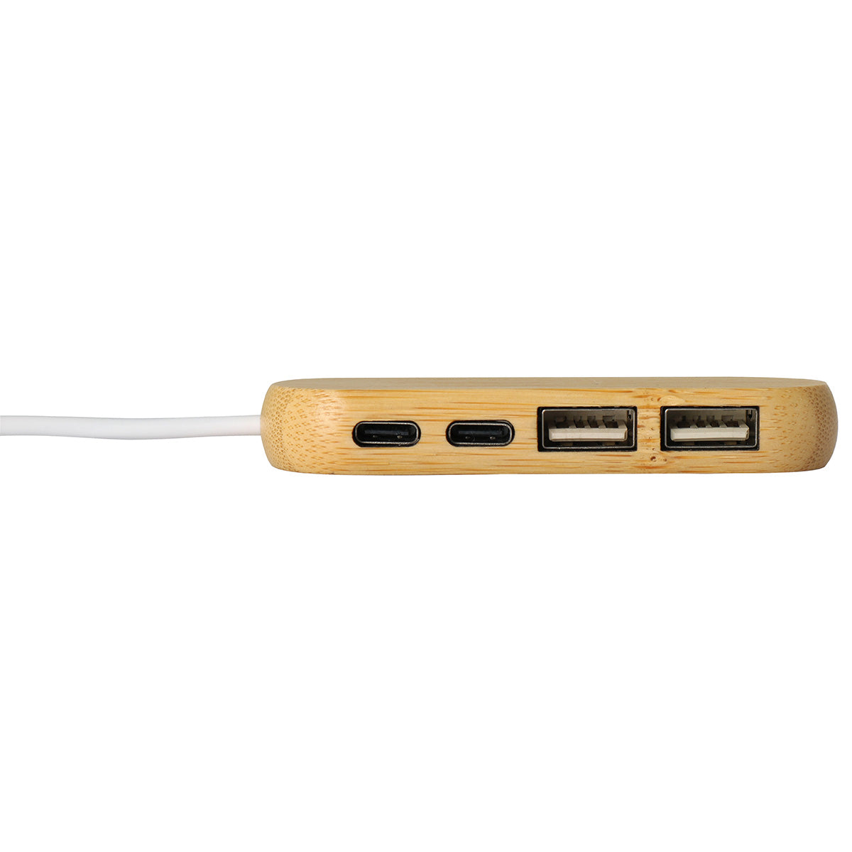 Bamboo/White Bamboo Dual Port USB & Type-C Hub