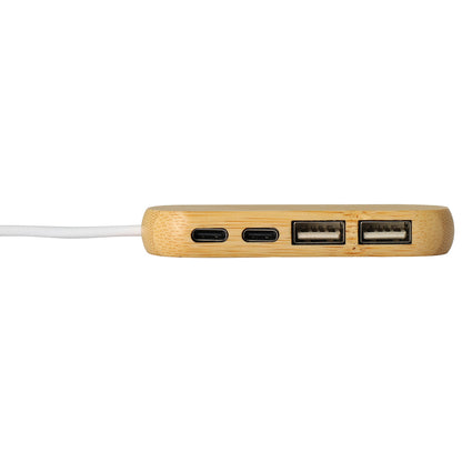 Bamboo/White Bamboo Dual Port USB & Type-C Hub