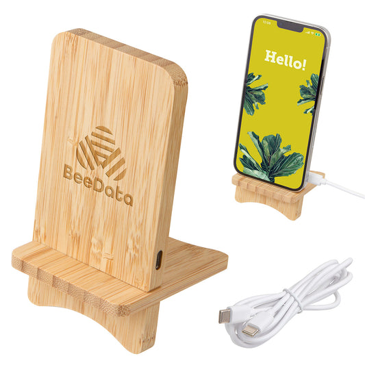 Bamboo FSC® Bamboo Wireless Charger Portable Phone Stand