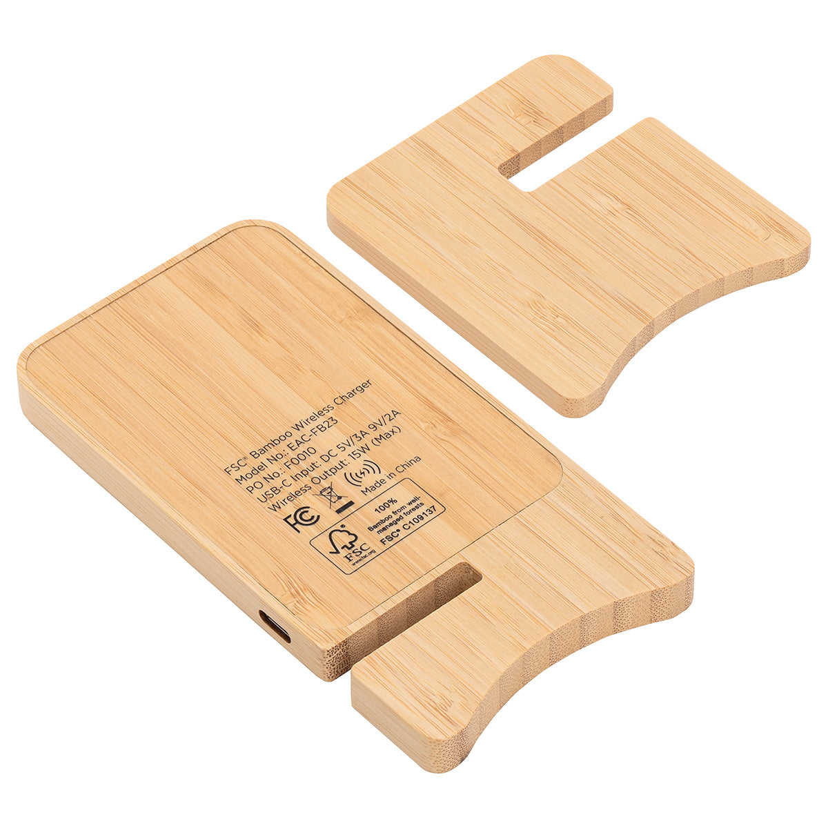 Bamboo FSC® Bamboo Wireless Charger Portable Phone Stand