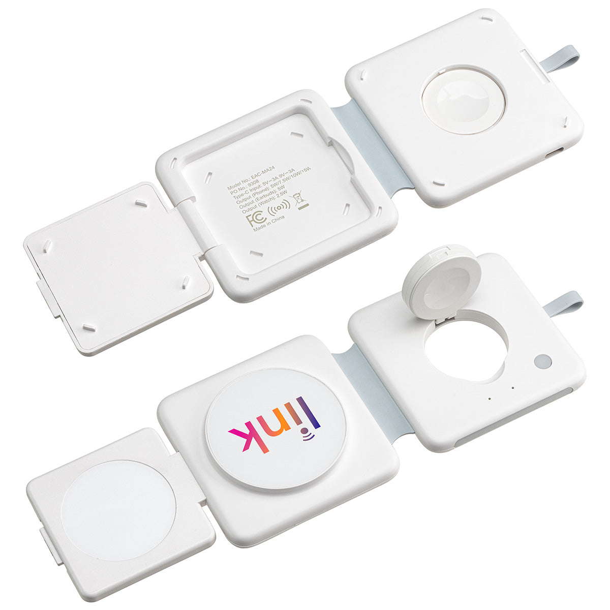 White Magport Tri-Fold 3-in-1 Wireless Charger