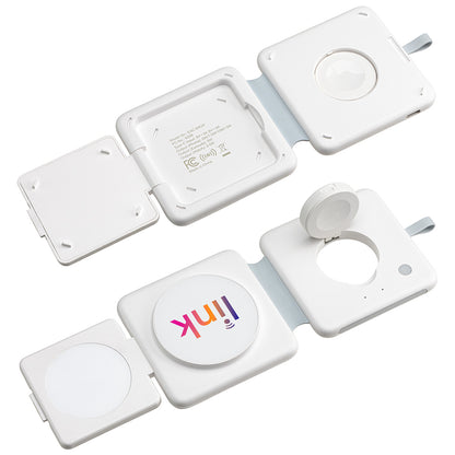 White Magport Tri-Fold 3-in-1 Wireless Charger