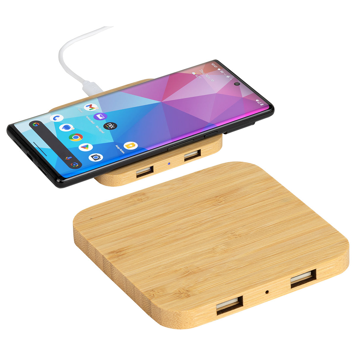 Bamboo Panda FSC® Bamboo 5W Wireless Charger with Dual USB Ports