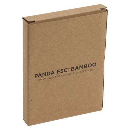Bamboo Panda FSC® Bamboo 5W Wireless Charger with Dual USB Ports