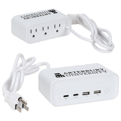 White Relay 5 Ft. Charging Station with Type-C, USB & AC Outlets