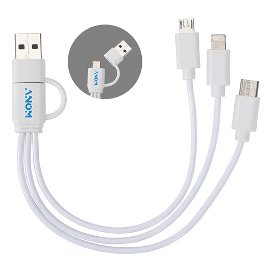 White Tribune 3-in-1 Charging Cable