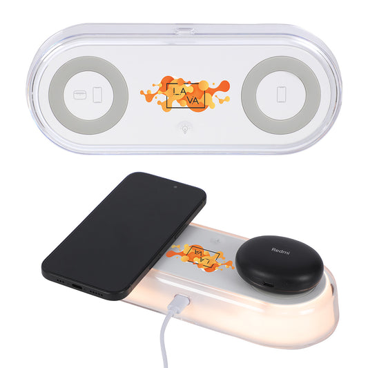 Off White Twin Deck 2-in-1 Wireless Charger with Ambient Light