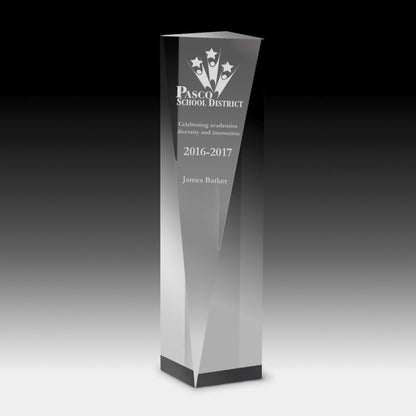 Laser Engraved Carved Obelisk Award - 9"