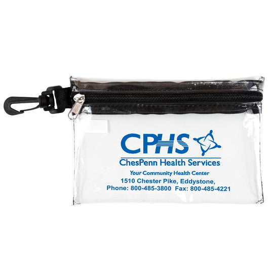 7-1/2” W x 5” H - “Milos” Large Zipper Storage Pouch Bag with Plastic Hook