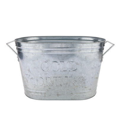 Twine Living® "Cold Drinks" Galvanized Metal Ice Tub