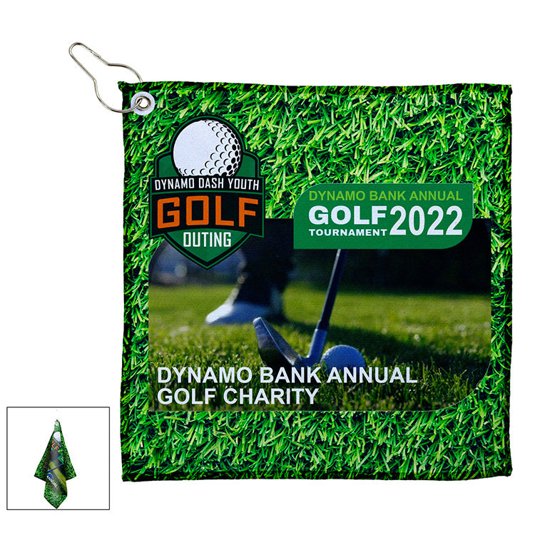 "THE WEDGE" Full Color Sublimation Recycled RPET 300 GSM Heavy Duty Golf Towel – 12” W x 12” H