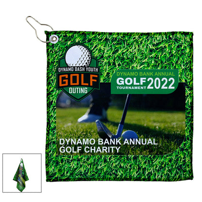 "THE WEDGE" Full Color Sublimation Recycled RPET 300 GSM Heavy Duty Golf Towel – 12” W x 12” H
