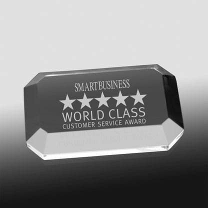Screen Printed Acrylic Beveled Edge Rectangle Paperweight (4"x 2 1/2"x 3/4")