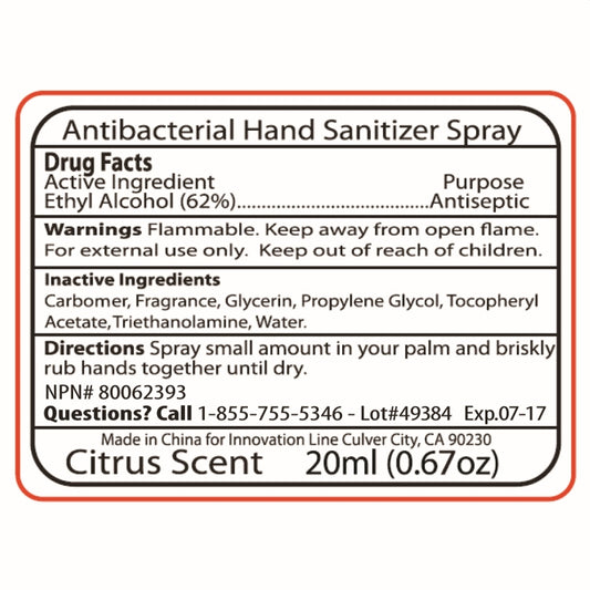 20 ml. Antibacterial Hand Sanitizer Spray in Credit Card Shape Bottle (Spot Color Print)