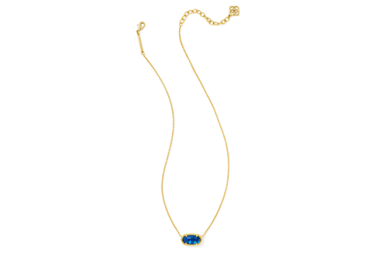 Kendra Scott Elisa Gold Short Pendant Necklace in Navy Abalone