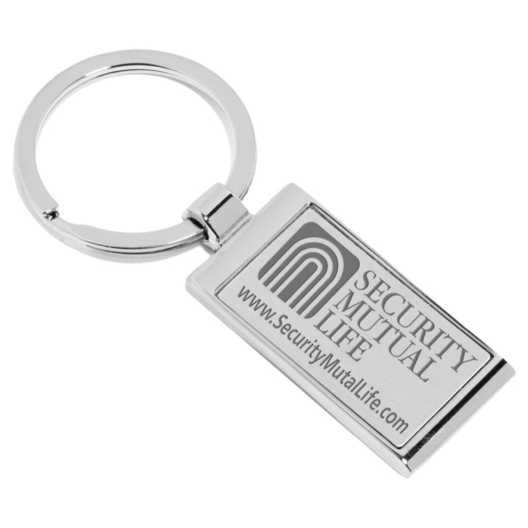 "Geo" Economy Laser Engraved Metal Keyholder w/ Dome Imprint