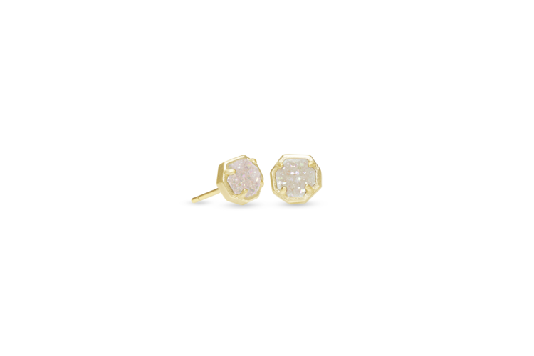 Kendra Scott Nola Gold Stud Earrings in Iridescent Drusy