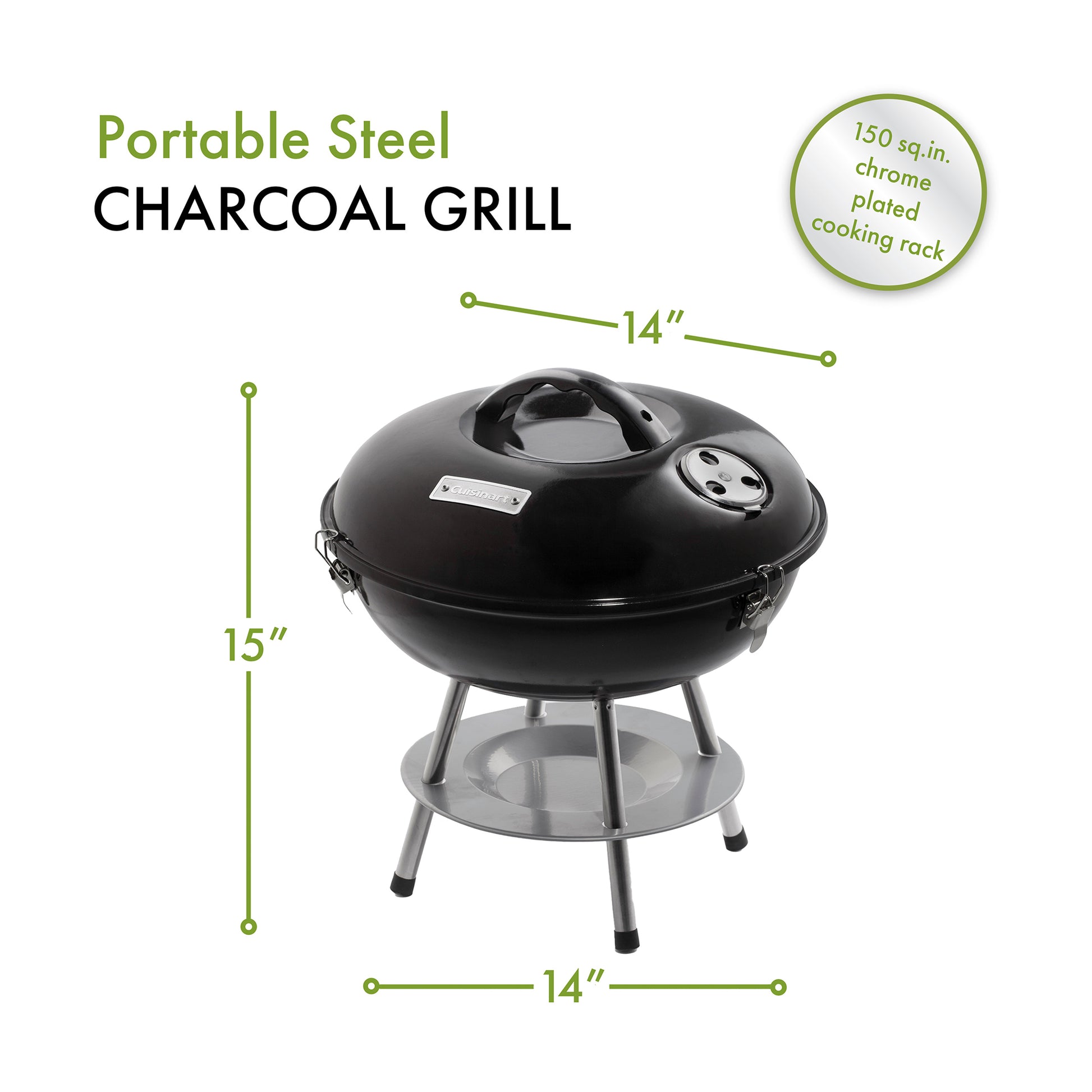 Black Cuisinart Outdoors® 14" Charcoal Grill