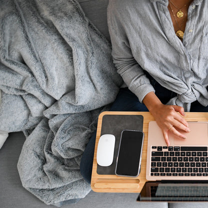 Grey Luxe Faux Fur Throw Blanket