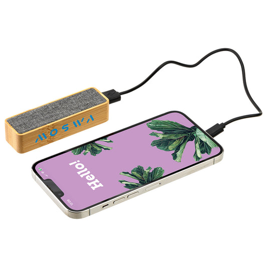 Gray FSC® Bamboo/RPET 2000mAh Mini Power Bank