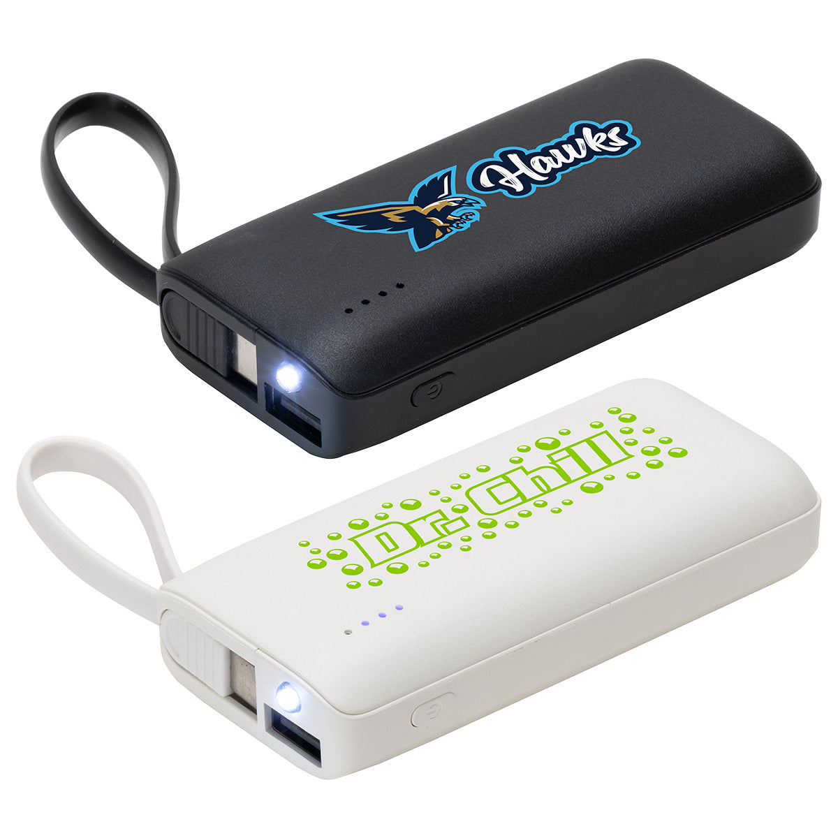 Black Chancellor 5000mAh Power Bank with USB-C Built-in Cable