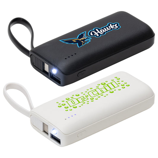 Black Chancellor 5000mAh Power Bank with USB-C Built-in Cable