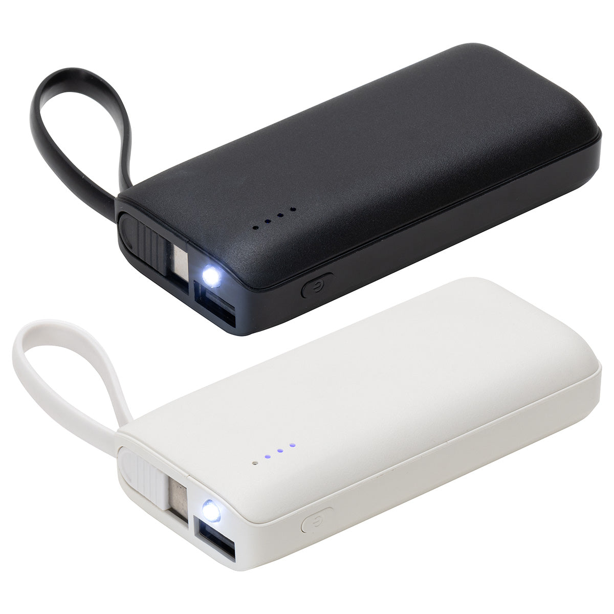 Black Chancellor 5000mAh Power Bank with USB-C Built-in Cable