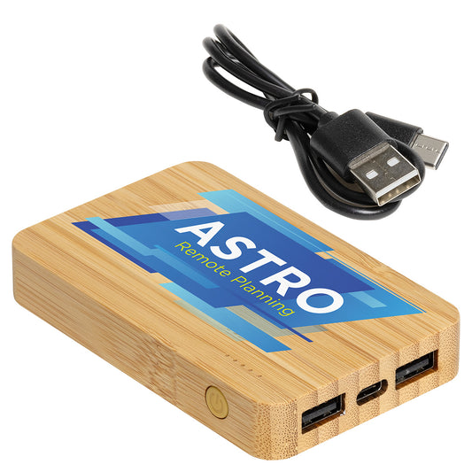 Bamboo FSC® Bamboo 5000mAh Dual Port Power Bank with Wireless Charger