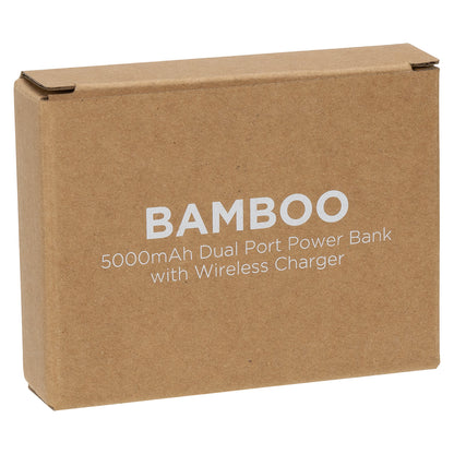 Bamboo FSC® Bamboo 5000mAh Dual Port Power Bank with Wireless Charger