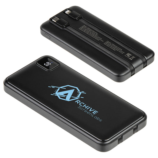 Black Marquis 10000mAh 20W PD Power Bank with Built-In Cables