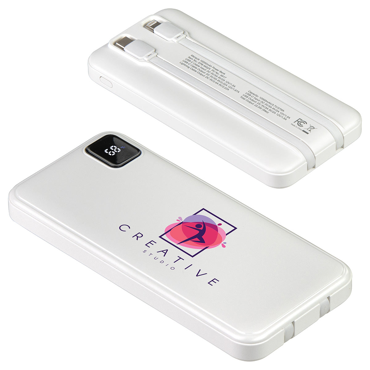 Black Marquis 10000mAh 20W PD Power Bank with Built-In Cables