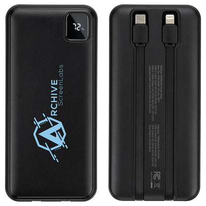 Marquis 10000mAh 20W PD Power Bank with Built-In Cables
