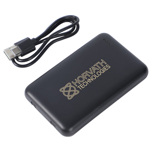 Black Marquis 5000mAh 20W PD Power Bank with Wireless Charger & Built-In Cables