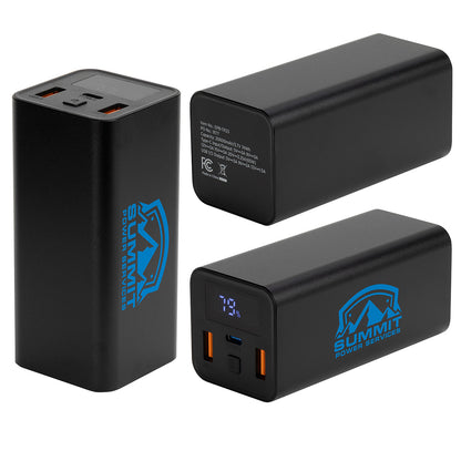 Black Touring 20000mAh 65W PD Power Bank with Type-C & Dual USB Ports
