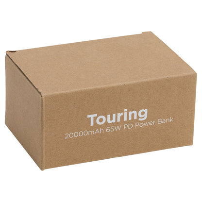 Black Touring 20000mAh 65W PD Power Bank with Type-C & Dual USB Ports