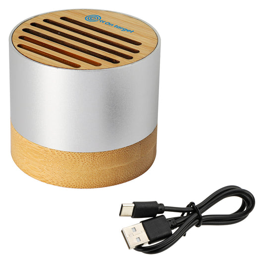 Silver EcoSound Bamboo/Recycled Aluminum Wireless Speaker