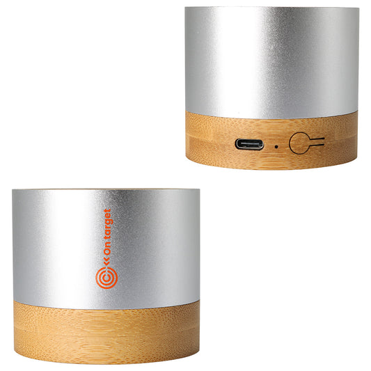 Silver EcoSound Bamboo/Recycled Aluminum Wireless Speaker