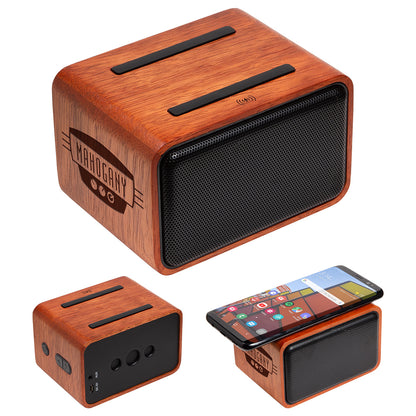 Brown FSC® Mahogany Wireless Speaker with Wireless Charger
