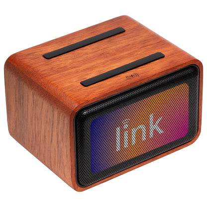 Brown FSC® Mahogany Wireless Speaker with Wireless Charger