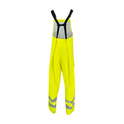 RW08B Class E Self-Extinguishing Rain Bib with Safety Fly - Lime - Size  2X