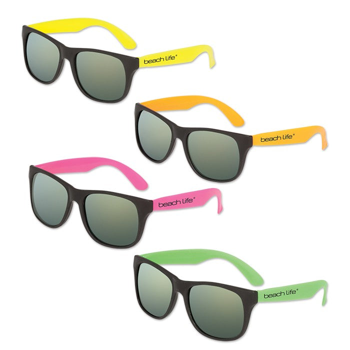 Classic Neon Sunglasses with Mirrored Lenses