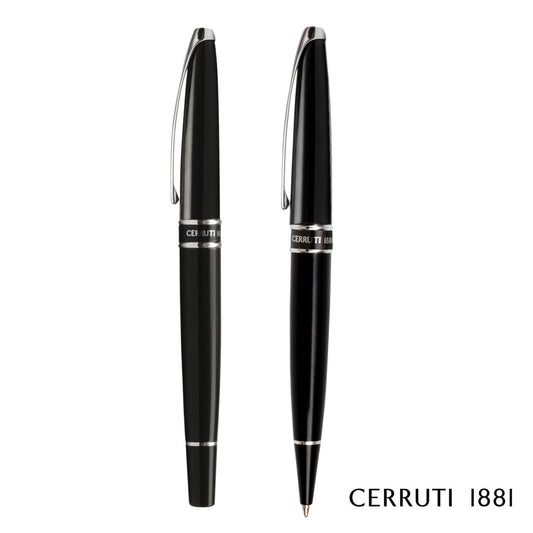 Cerruti 1881® Silver Clip Ballpoint Pen & Rollerball Pen Set