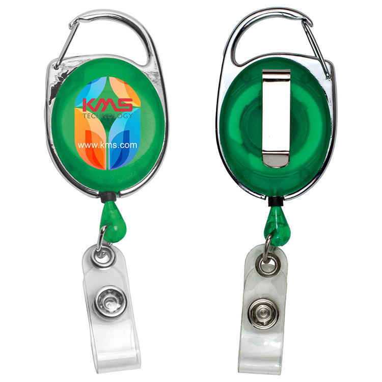 "Oberlin PI" 30” Cord PhotoImage ® Full Color Imprint* Retractable Carabiner Style Badge Reel and Ba