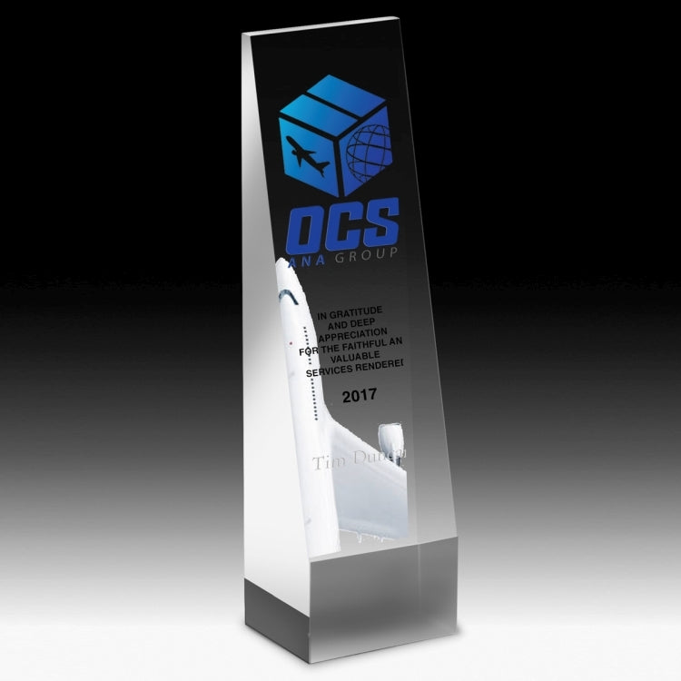 Laser Engraved Angeled Obelisk Award - 9"