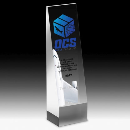 Laser Engraved Angeled Obelisk Award - 9"