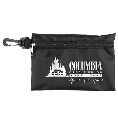 7-1/2” W x 5” H - “Milos” Large Zipper Storage Pouch Bag with Plastic Hook