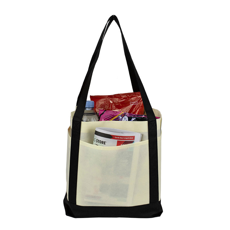 18”W x 12”H x 7” Gusset - "THE CRUISER" Faux Canvas 3-Pocket Value Tote