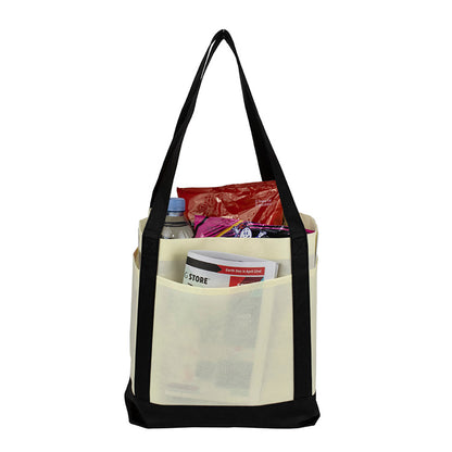 18”W x 12”H x 7” Gusset - "THE CRUISER" Faux Canvas 3-Pocket Value Tote