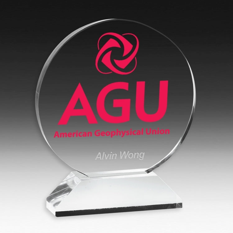 Round Award on Elevated Base - Laser Engraved